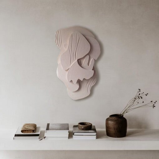 Modern minimalist hanging wall decor with subtle texture, handmade