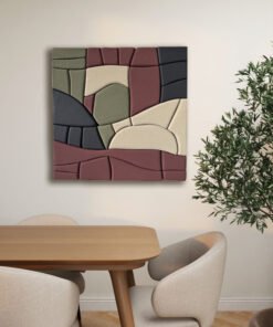 No. 35 - Abstract 3D Relief in Moss, Burgundy, Beige and Black