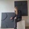 Two-piece diptych modern black and brown wall art set, handcrafted