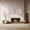 Two-piece sculptural diptych paintings in neutral tones, handmade