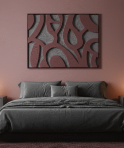 No. 26 - Burgundy and Grey Textured 3D Wall Art